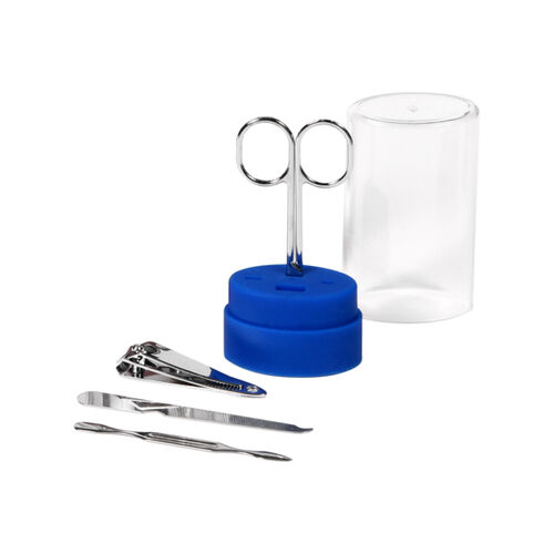 SET DE MANICURE EN ESTUCHE OVALADO DE PLASTICO TRANSPARENTE CON BASE  Miniatura