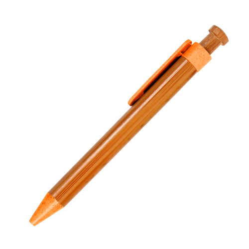 BOLIGRAFO DE BAMBOO, PUNTA Y CLIP EN PLASTICO RECICLADO TINTA DE ESCRITURA AZUL Miniatura