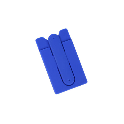 PORTA TARJETAS Y SPORTE PARA CELULAR FABRICADO EN SILICON CON ADHESIVO COLOR AZUL Miniatura