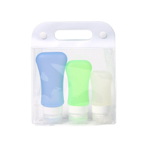 SET DE 3 BOTELLAS FABRICADAS EN SILICON CON BOLSA DE PVC Miniatura