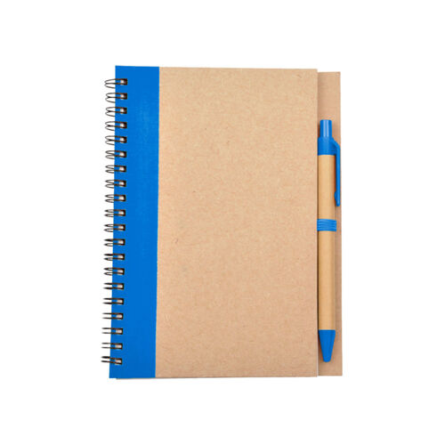 LIBRETA BIODEGRADABLE CON PLUMA COLOR AZUL Miniatura