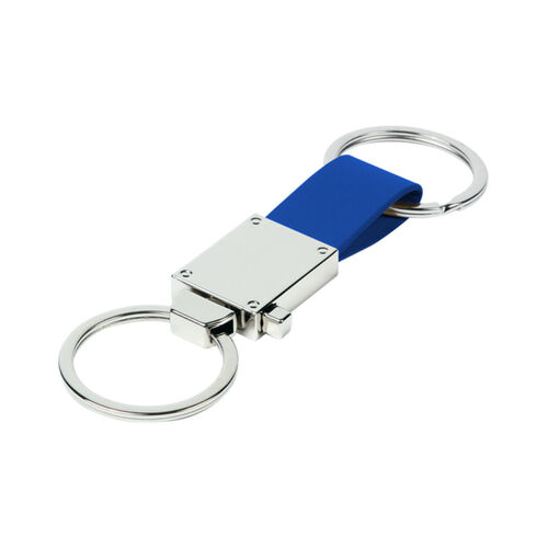 LLAVERO DOBLE ARGOLLA METAL CON CURPIEL Miniatura