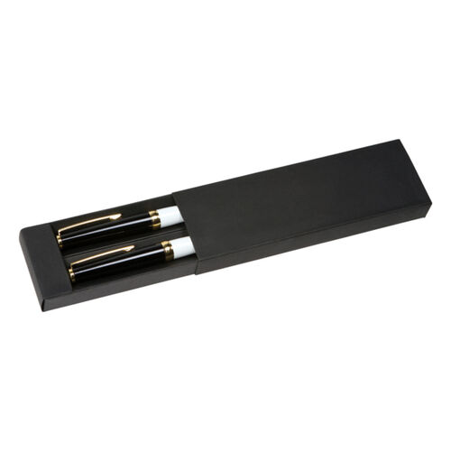 JUEGO DE BOLIGRAFOS BALL PEN Y ROLLER PEN CON BARRIL LACADO PUNTA Y CLIP METALICOS Miniatura
