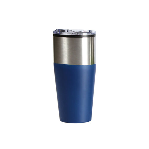 TERMO DE ACERO INOXIDABLE CON TAPA DE PLASTICO COLOR AZUL Miniatura