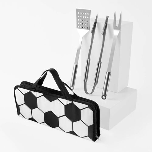 SET  DE BBQ SOCCER BLANCO CON NEGRO Miniatura